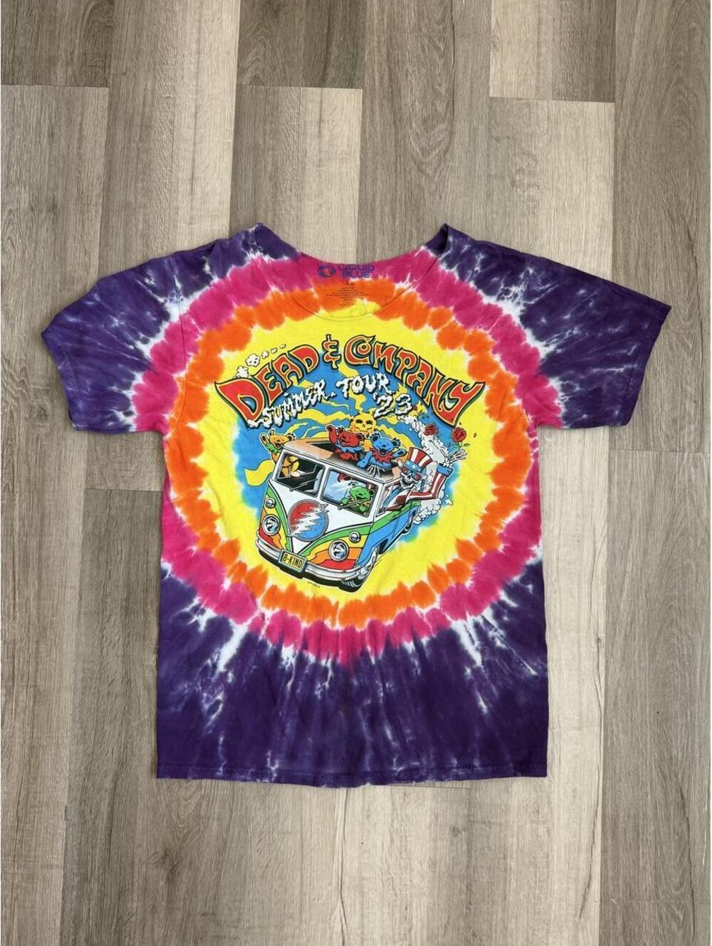 Liquid blue Dead & Company Summer Tour 2023 Tie Dye T-Shirt with graphic sz L
